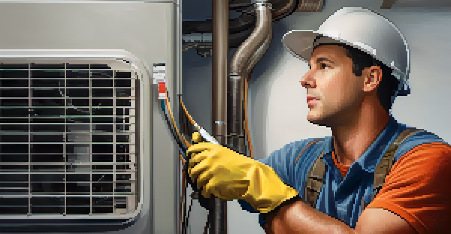 A technician inspecting a well-maintained HVAC system in a clean utility room.