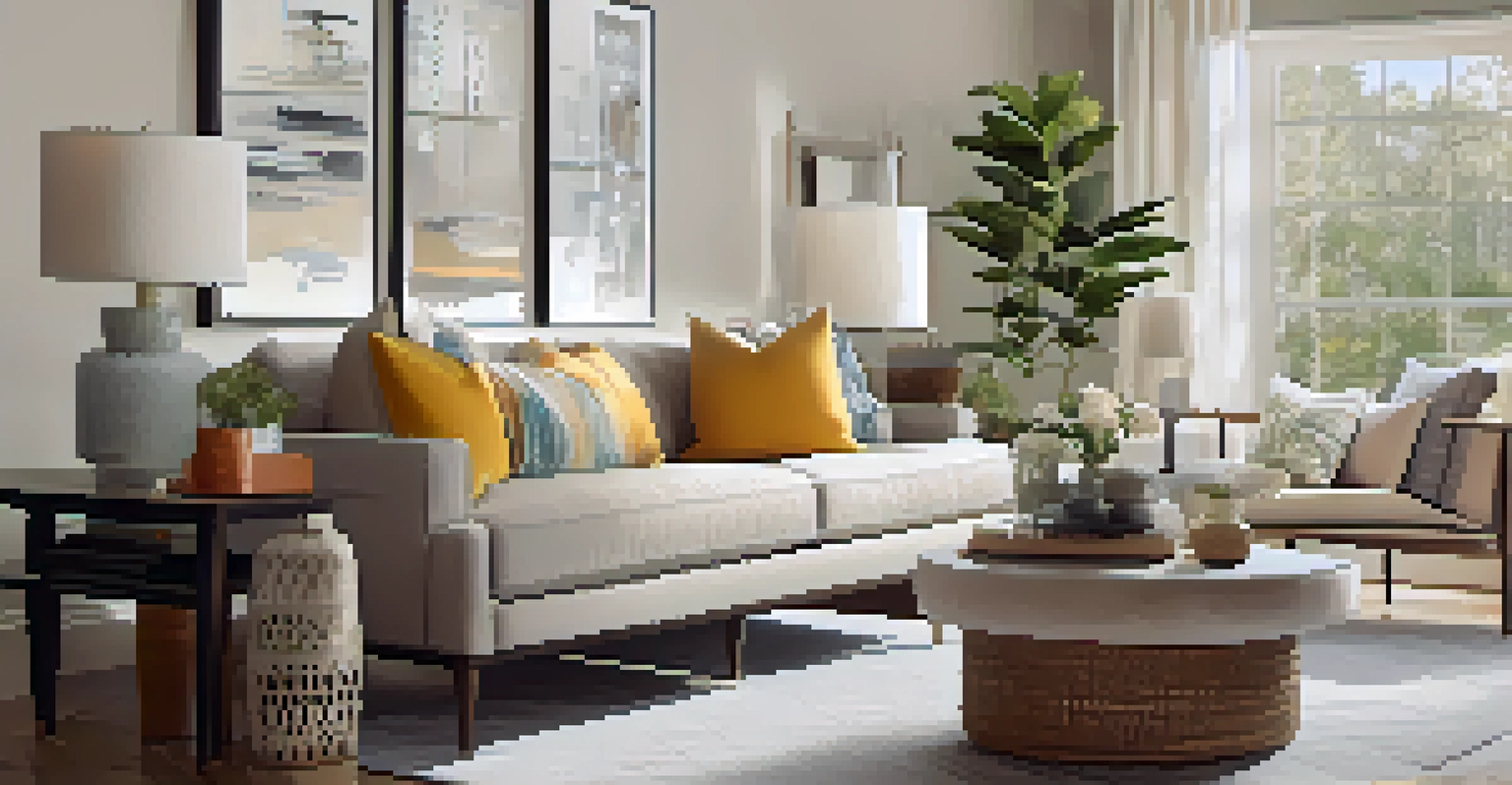 A stylish living room in a rental property with modern furniture and bright natural light.