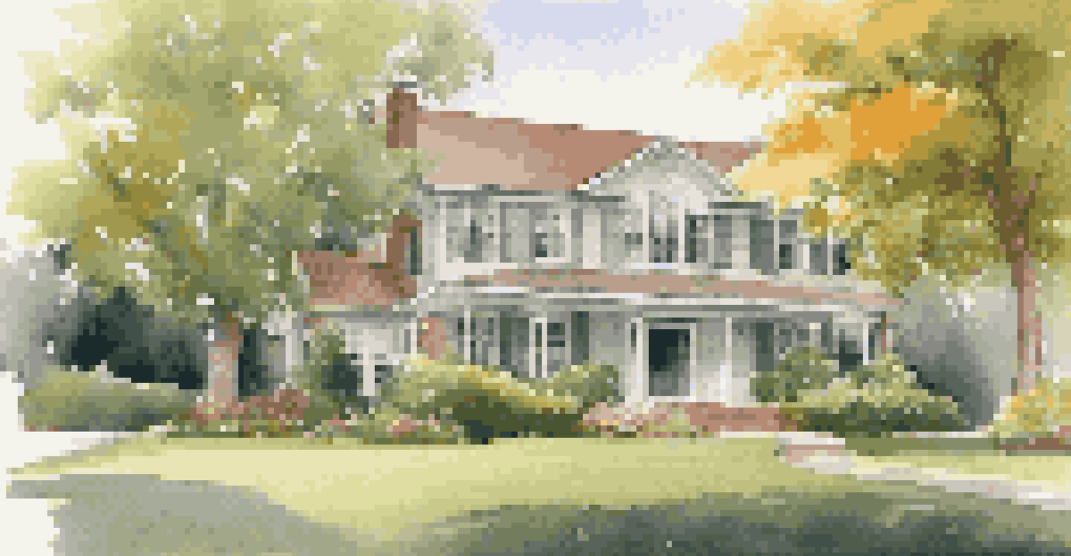 An exterior view of a home with trees providing shade, well-sealed windows, and a blooming lawn.