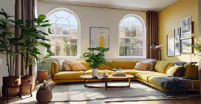 A bright and inviting living room with a modern sofa, coffee table, and large windows, reflecting a flexible lease theme.