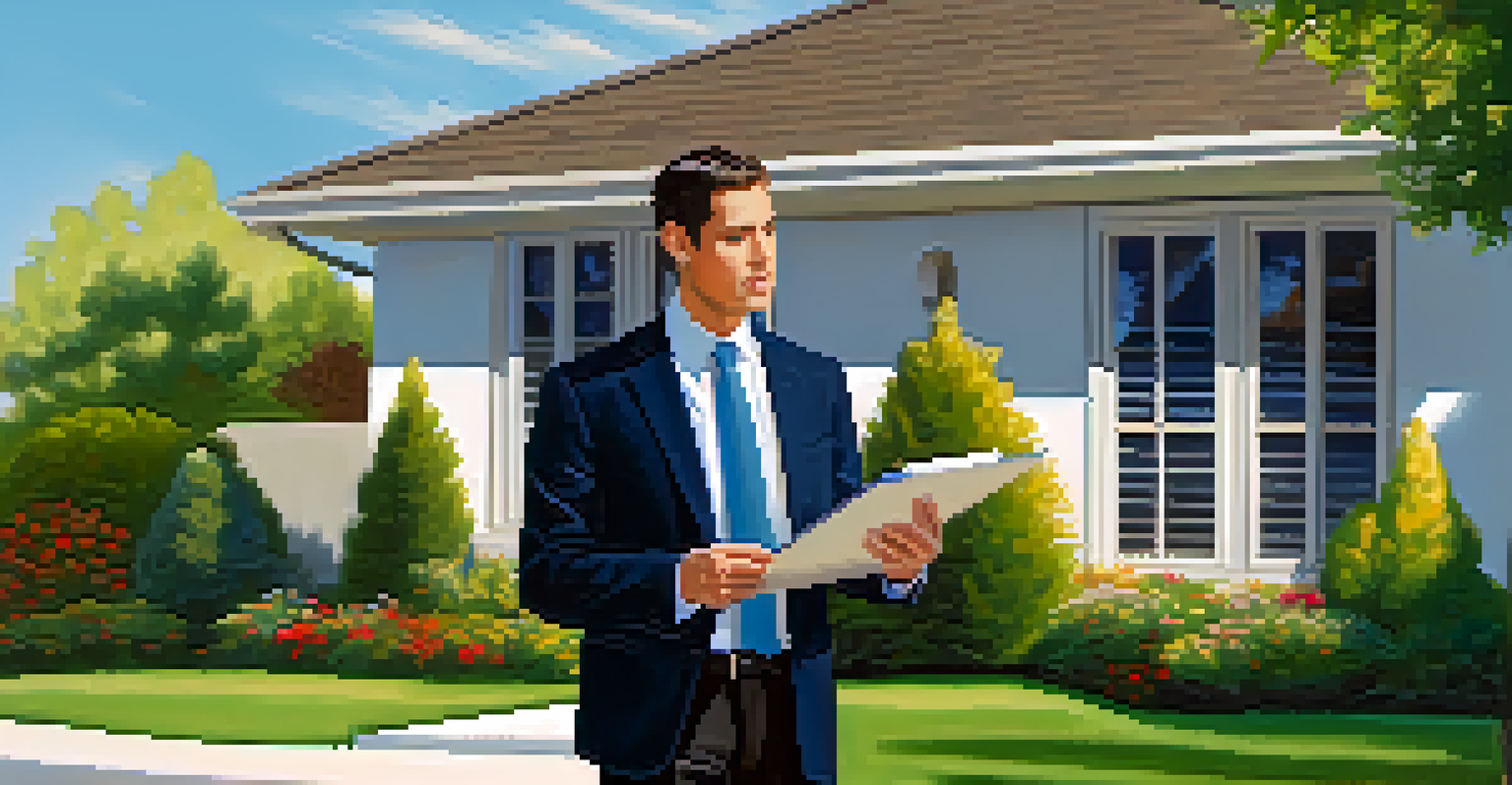 An appraiser evaluating a modern house with a clipboard in hand.