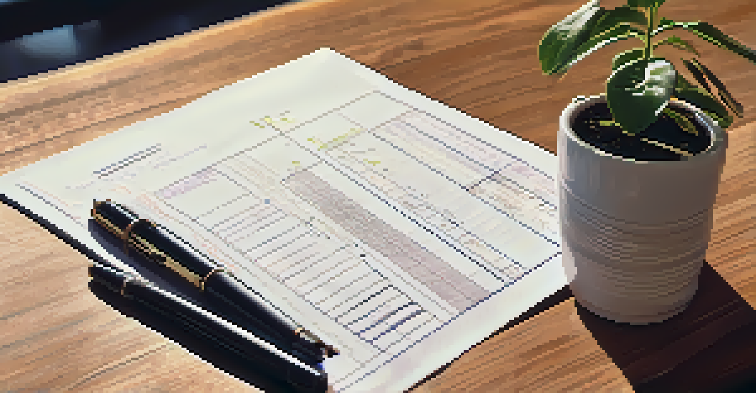 A close-up view of an appraisal report on a wooden table, with graphs, photographs, and a pen.