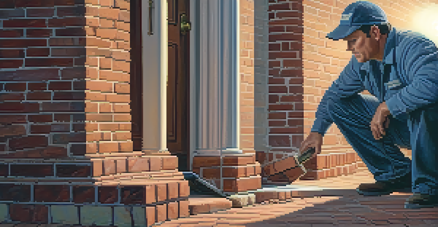 An inspector checking the foundation of a house with a flashlight.