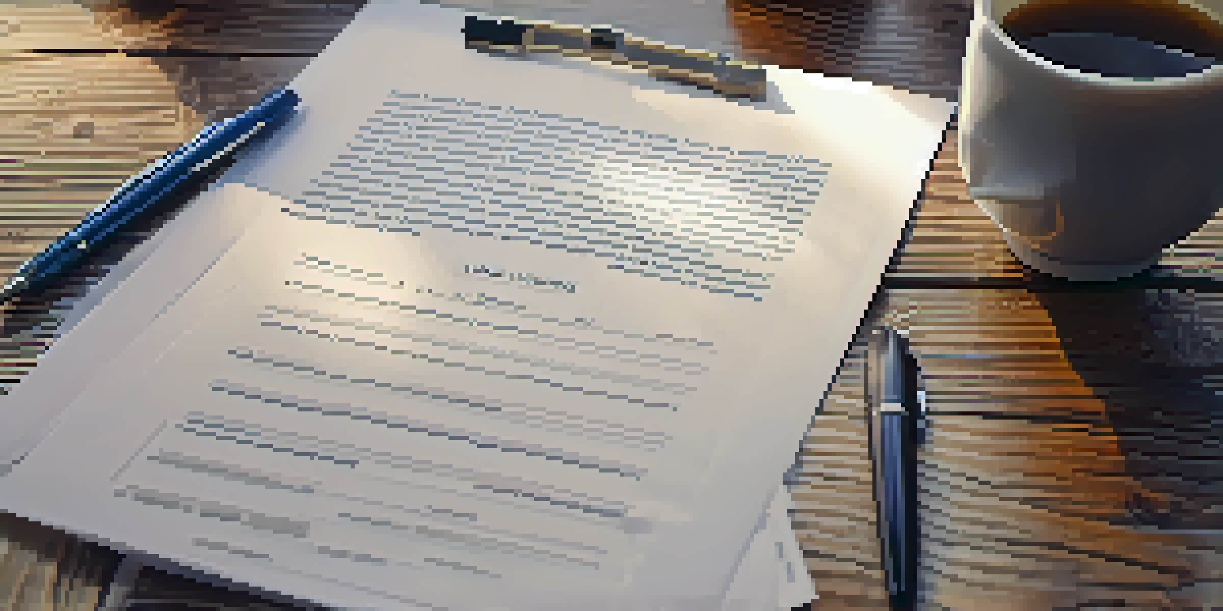 A close-up of a home closing document with a pen on a wooden table, illuminated by soft natural light.