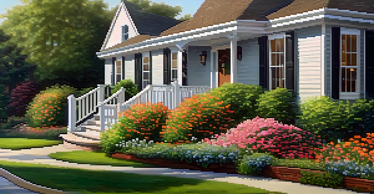 A detailed close-up of a home with a flood defense barrier, surrounded by a colorful garden, emphasizing resilience.