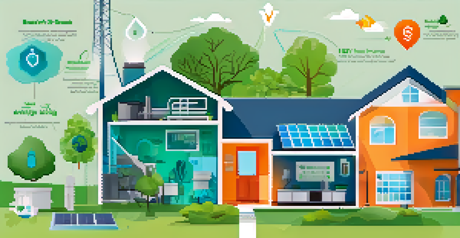 An infographic highlighting the benefits of smart home energy monitoring systems with icons and graphs in vibrant colors.