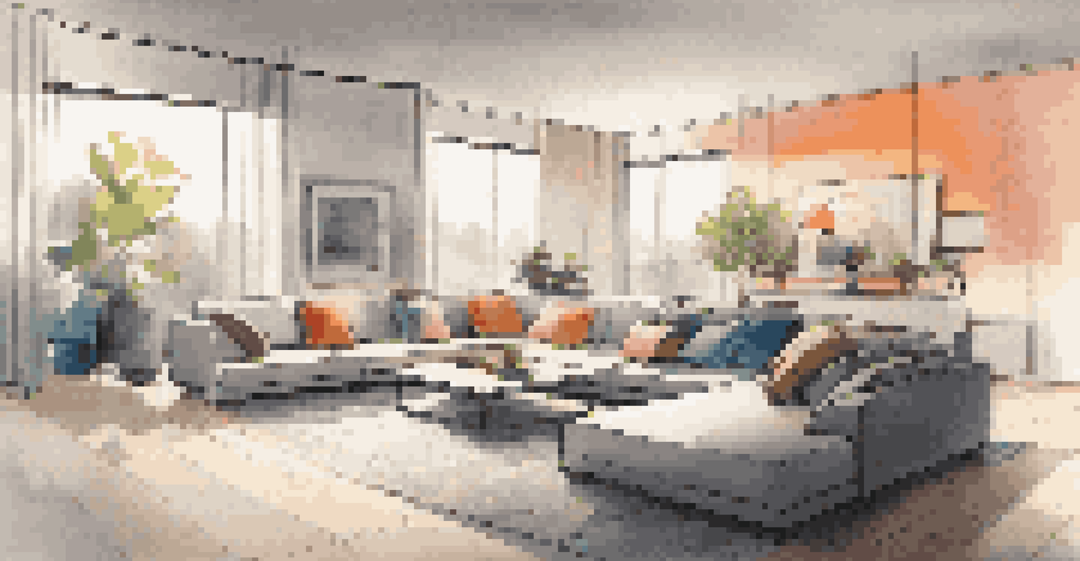 A modern living room with smart lighting showcasing different lighting zones for conversation and relaxation.