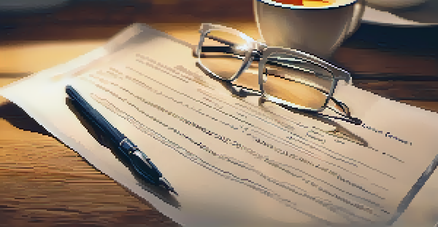 A close-up of a rental lease agreement with glasses and a pen on a wooden table, alongside a steaming cup of tea.