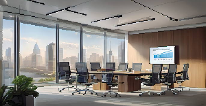 A diverse group of investors in a modern office space discussing real estate projects around a conference table.