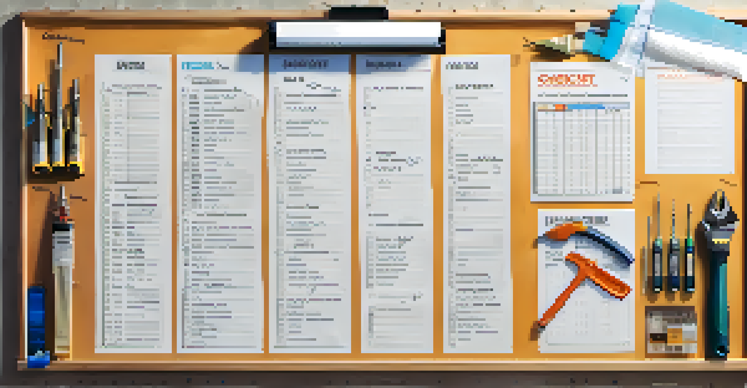 A clipboard with a home maintenance checklist next to tools in a well-lit workspace.