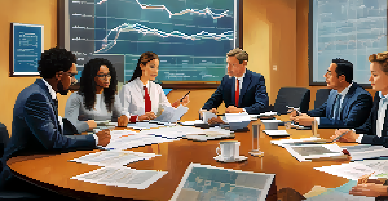 A group of diverse individuals discussing home financing options in a modern office setting.