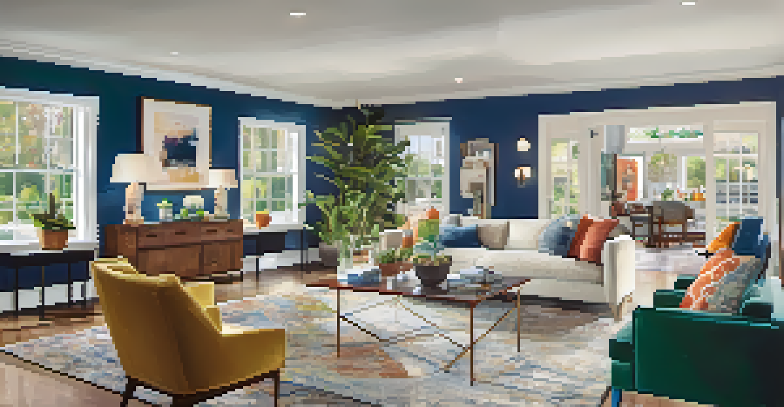 An open house event showing a stylish living room filled with potential buyers admiring the decor.