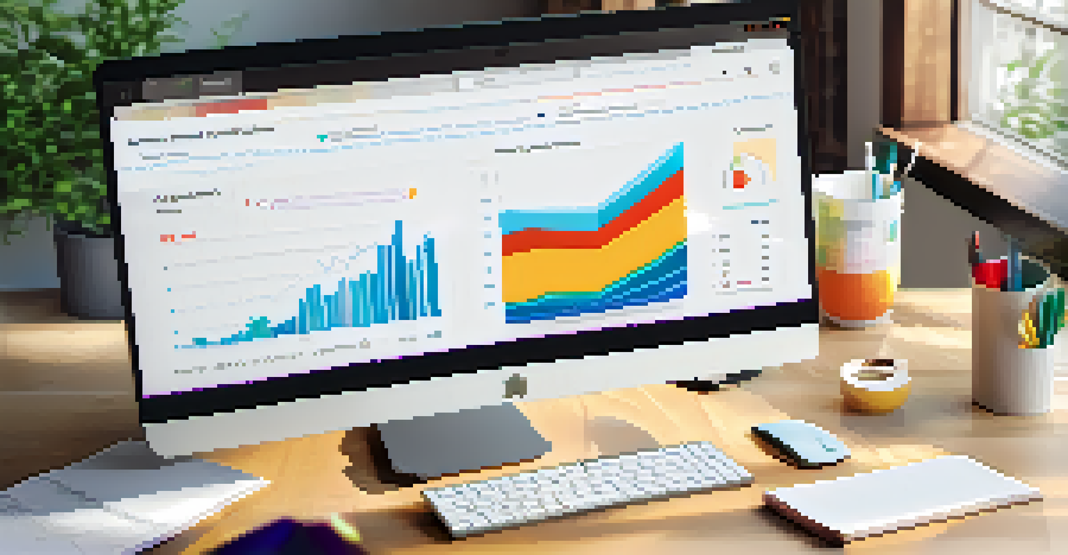 A computer screen displaying an email marketing dashboard with colorful graphs and analytics.
