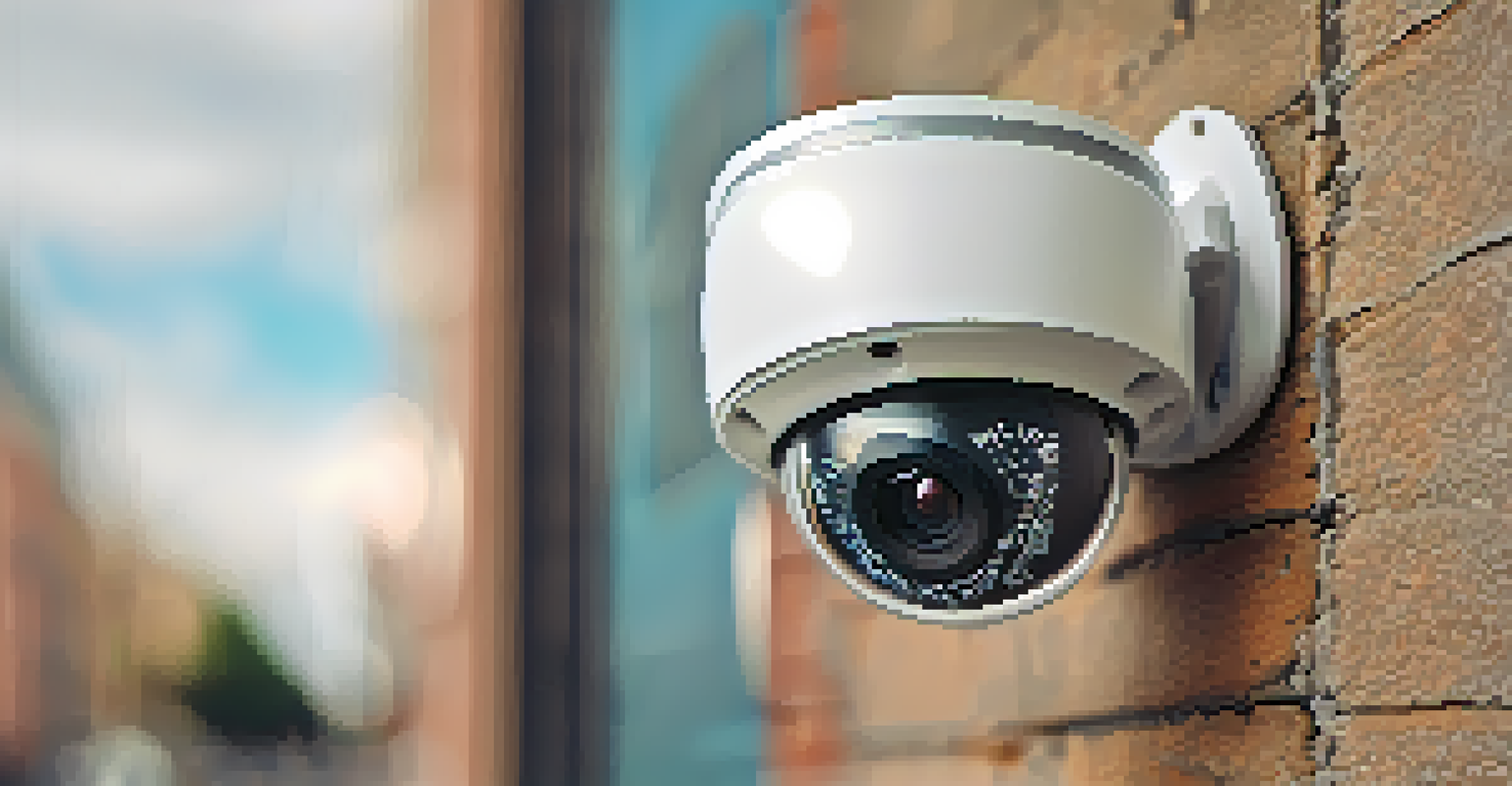 A close-up of a high-tech security camera with detailed lens and housing.
