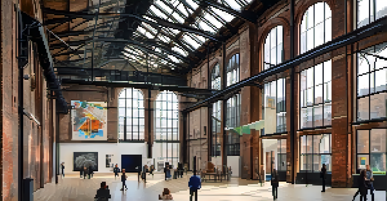 An old power station converted into a contemporary art museum, with modern exhibition spaces and preserved industrial features.