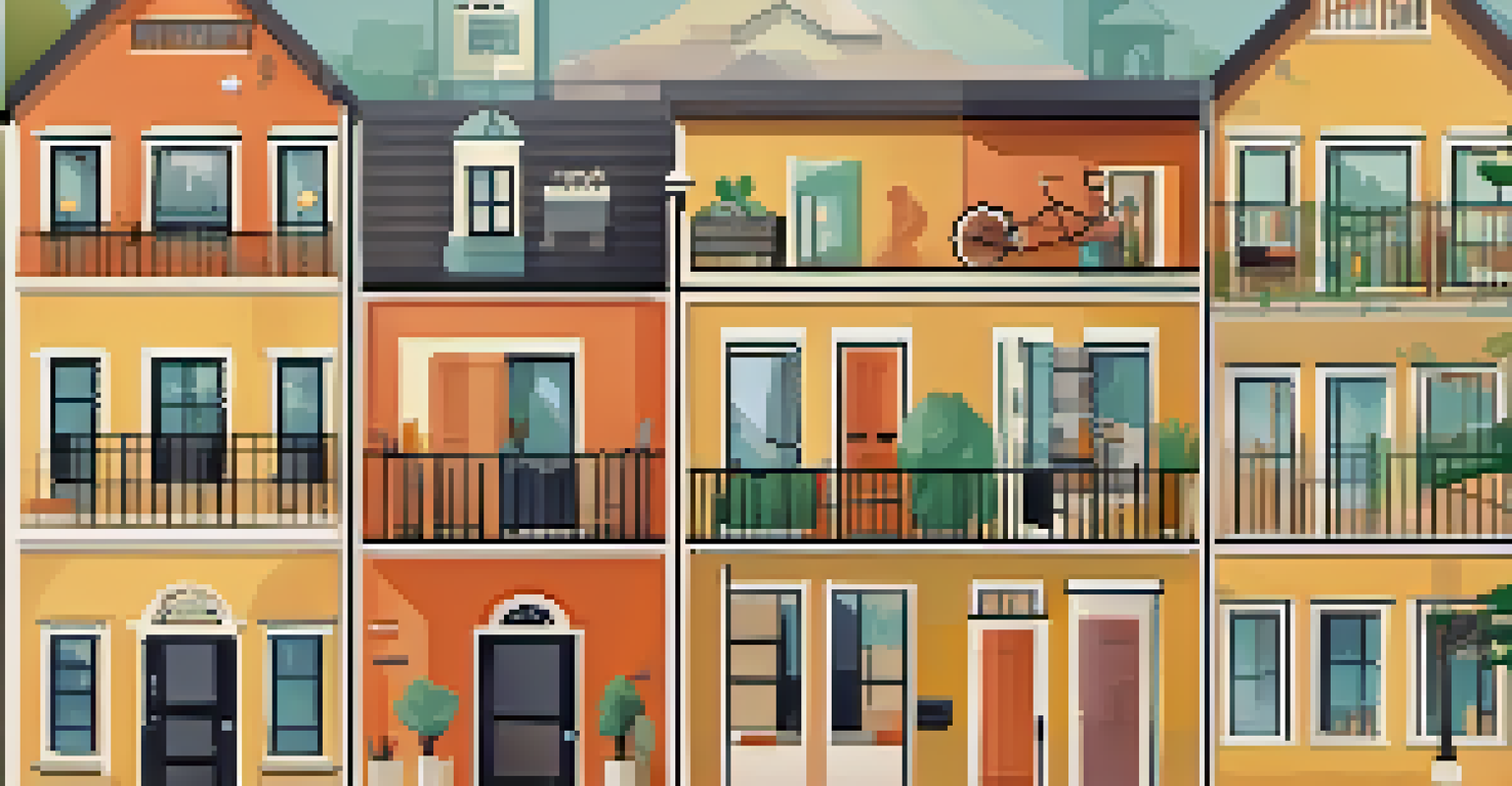 An infographic depicting rental market demand indicators, with graphs and icons in a soft pastel background.