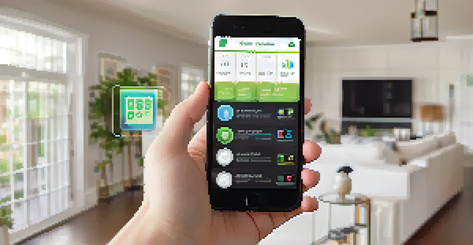 A smartphone displaying a user-friendly smart home app interface with various connected devices.