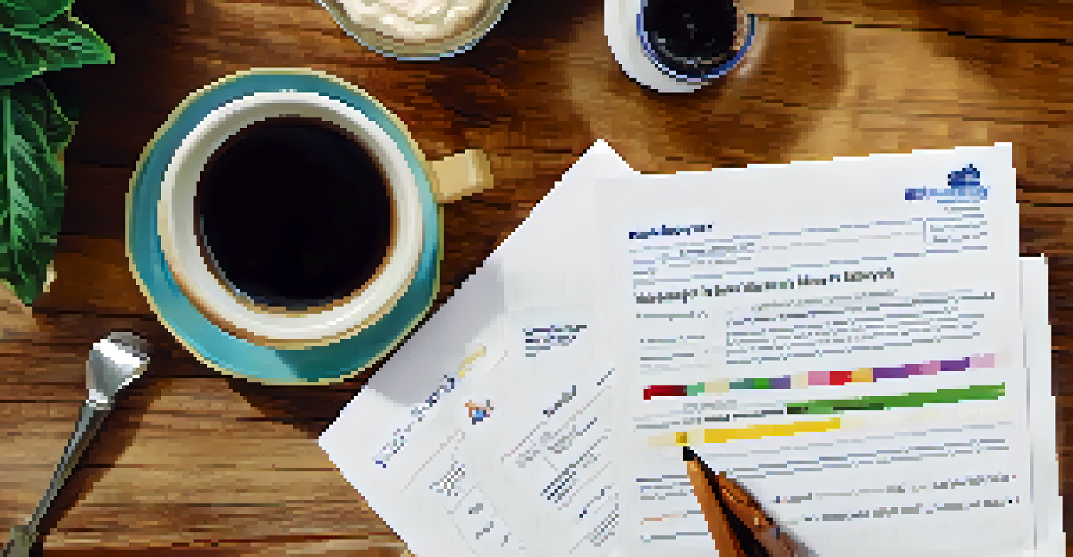 An informational packet with homebuyer's checklist and mortgage details on a table, accompanied by a cup of coffee.