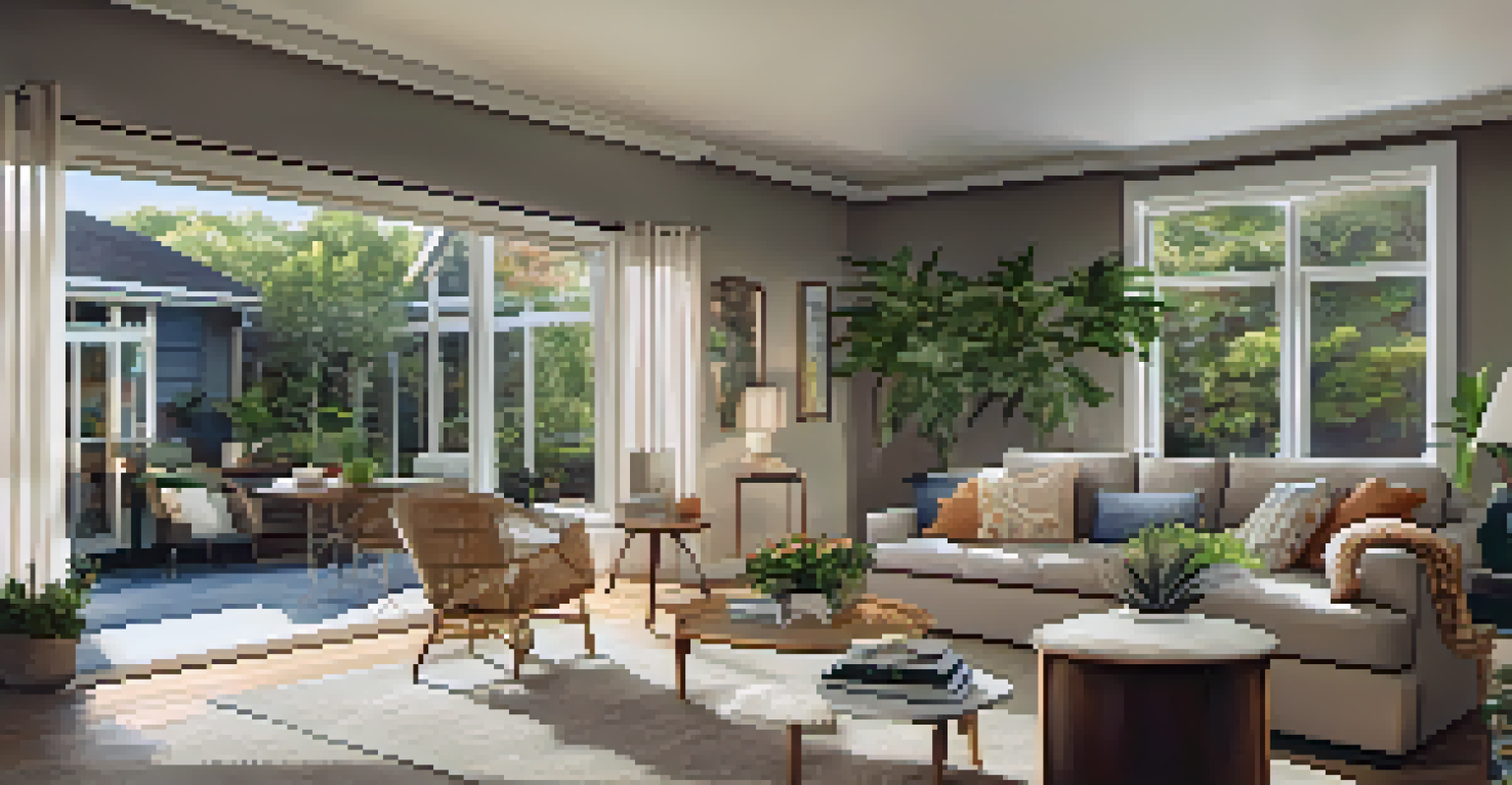 A cozy living room of a rental property with elegant furniture and natural light.