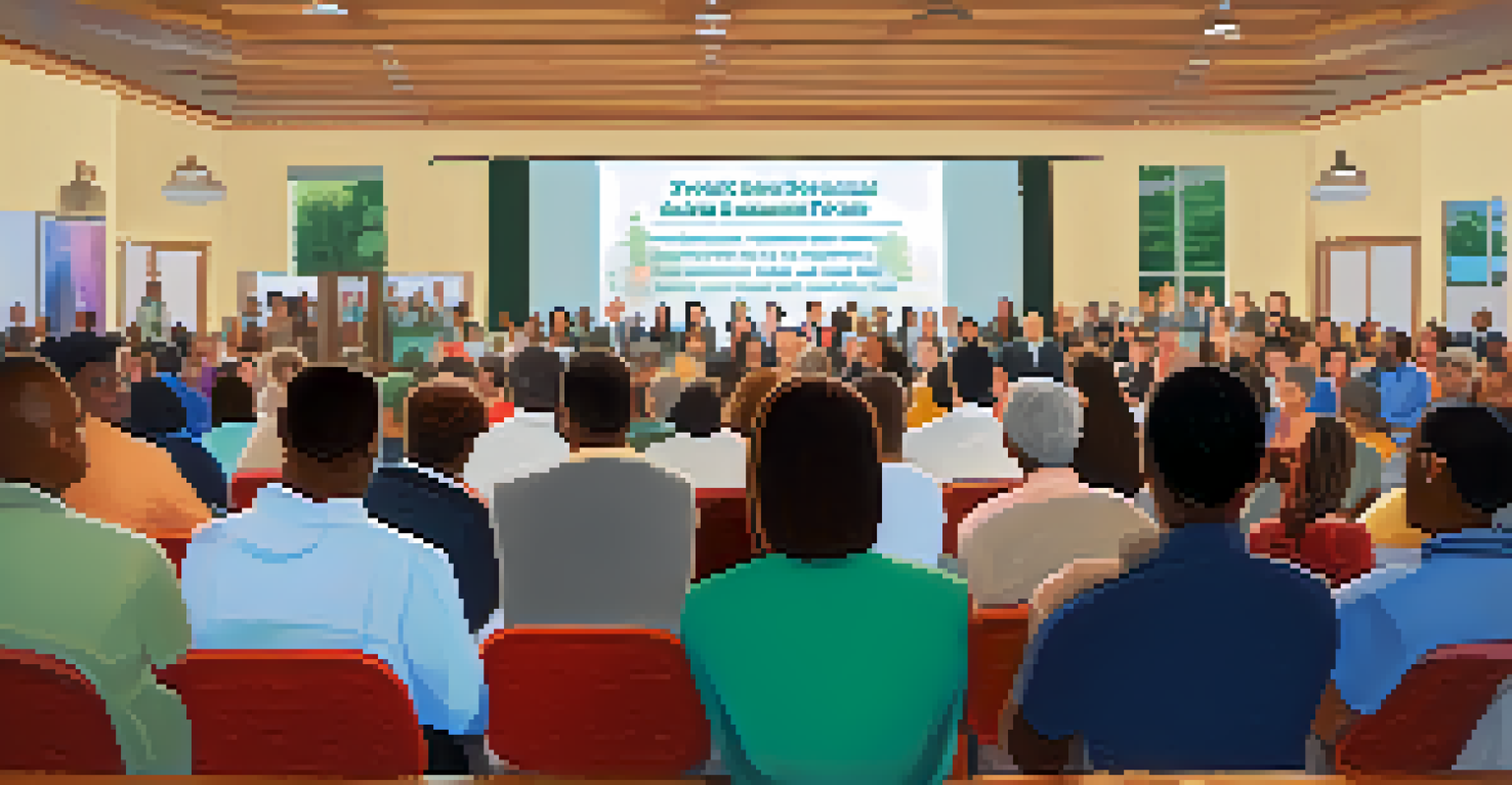 A public forum with a microphone and an attentive audience discussing property tax transparency.