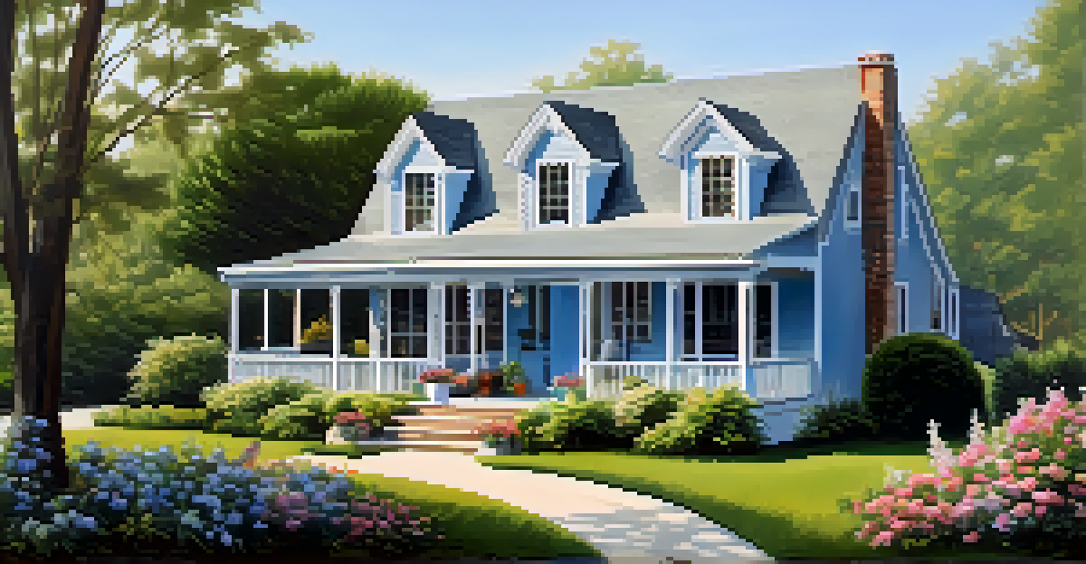 A charming rental property with a garden and flowers under a clear blue sky.