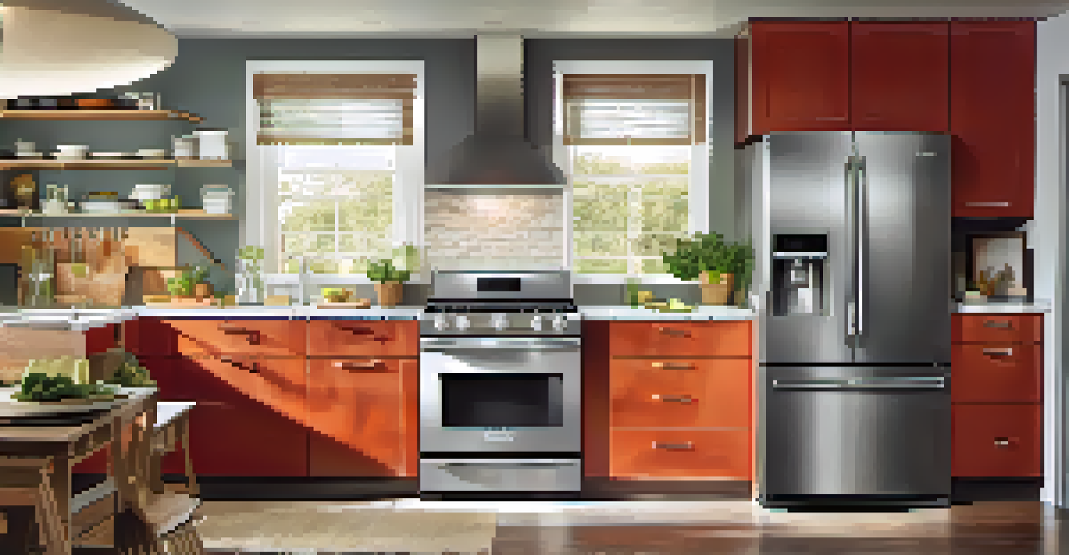 A modern kitchen with energy-efficient appliances and bright natural lighting.