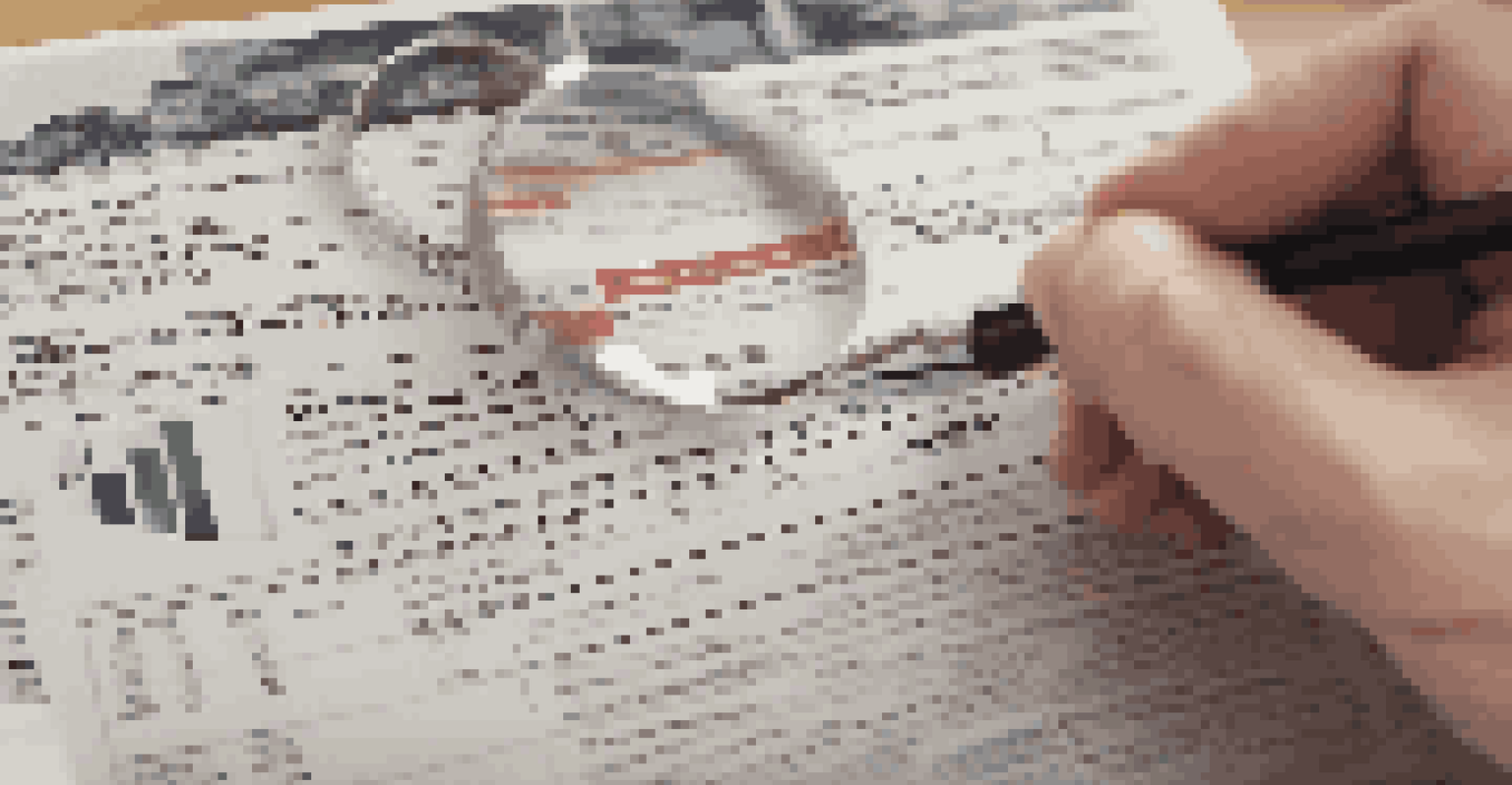 Close-up of hands holding a magnifying glass over a property tax assessment document.