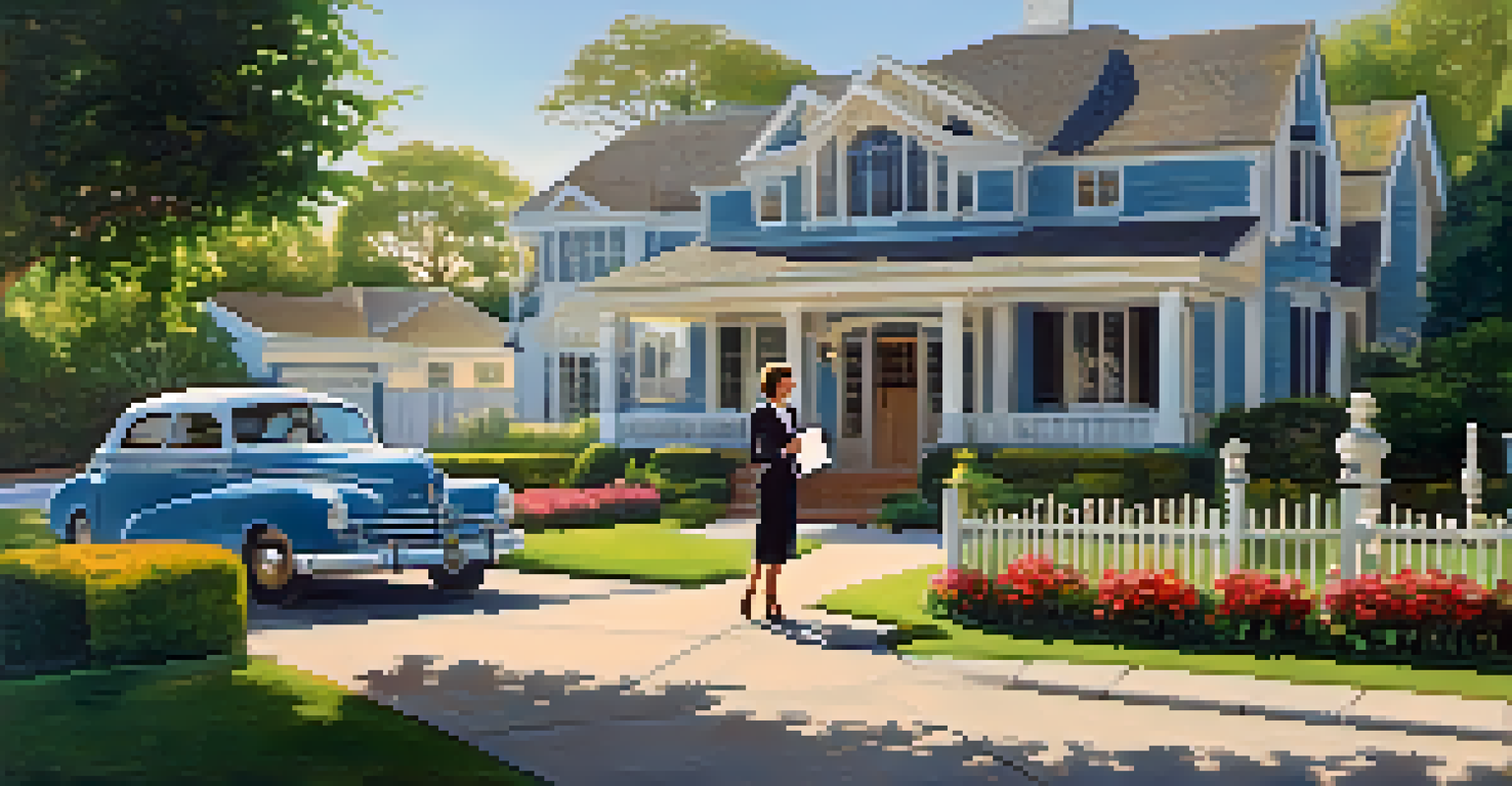 A smiling real estate agent holding keys next to a 'Sold' sign in front of a beautiful house.