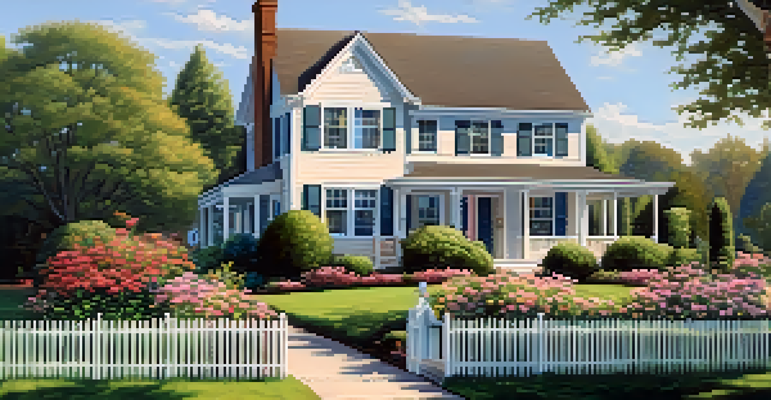 A picturesque suburban home with a vibrant garden and inviting porch, reflecting a welcoming atmosphere for potential buyers.