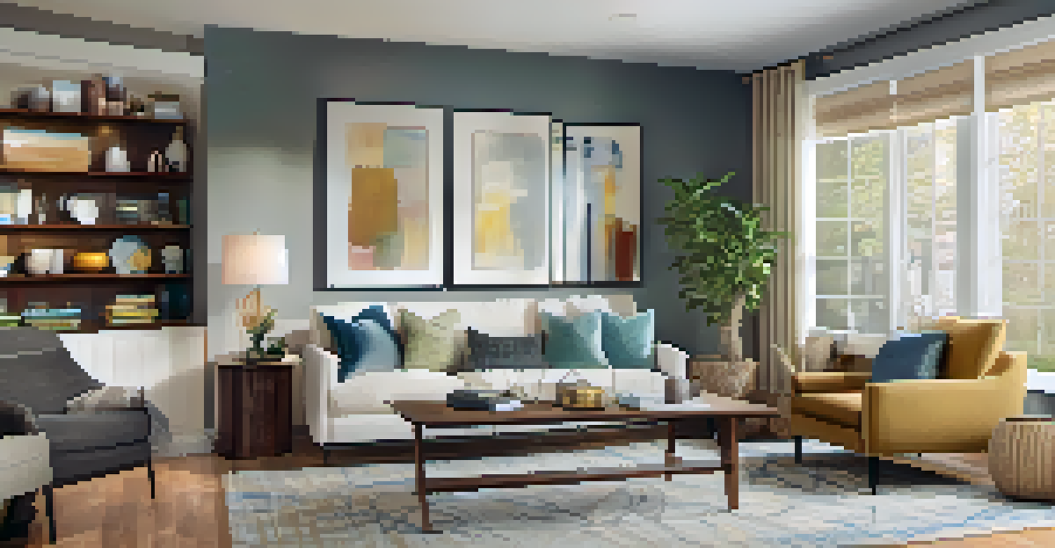 A beautifully decorated living room set up for an open house, with refreshments and property brochures on display.