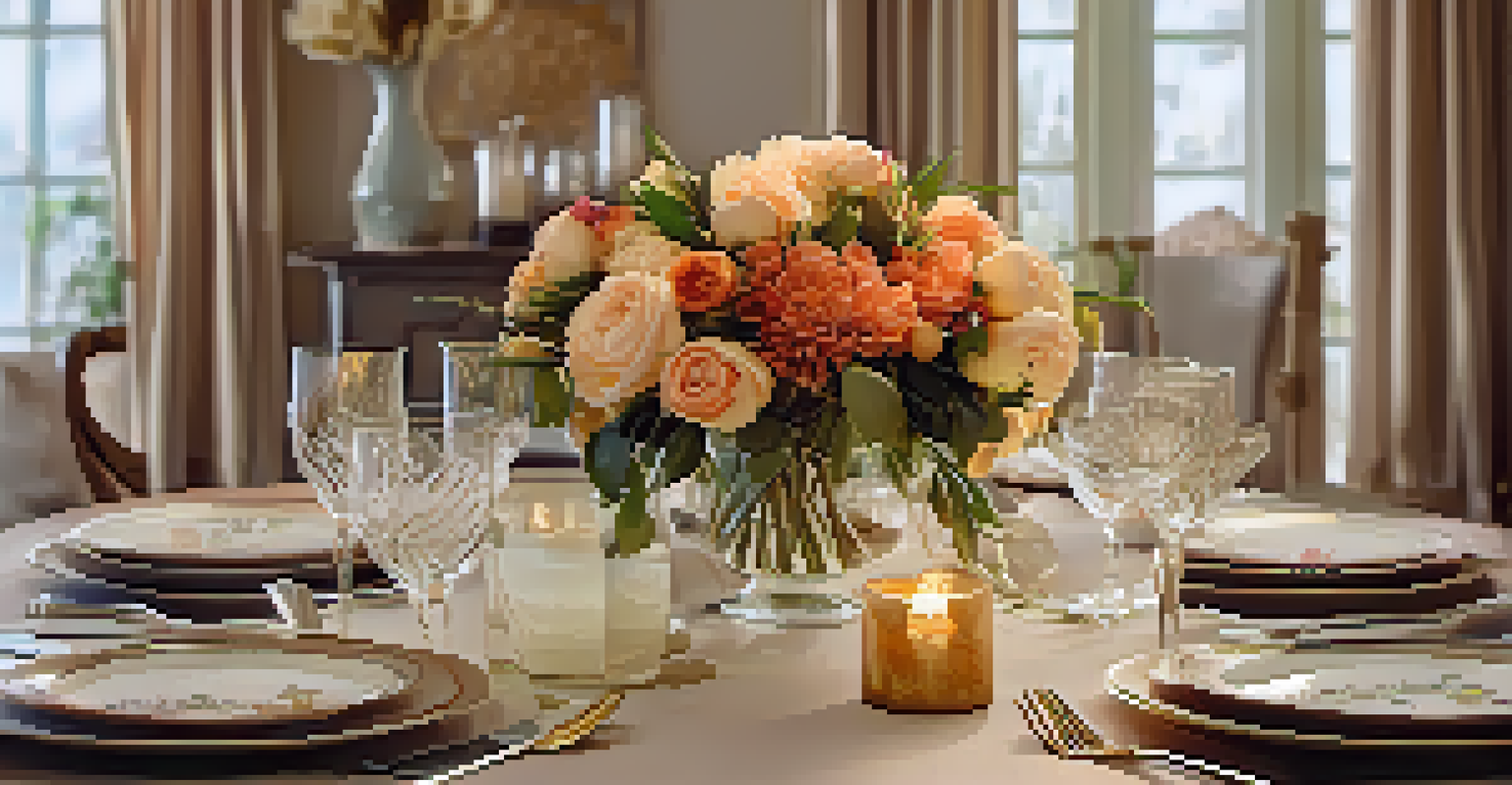A close-up of an elegantly set dining table prepared for guests at an open house.