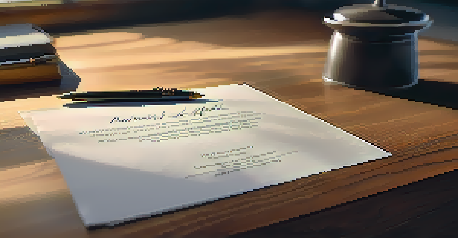 A close-up of a signed contract on a wooden table with a pen, emphasizing repair request headings and textures.
