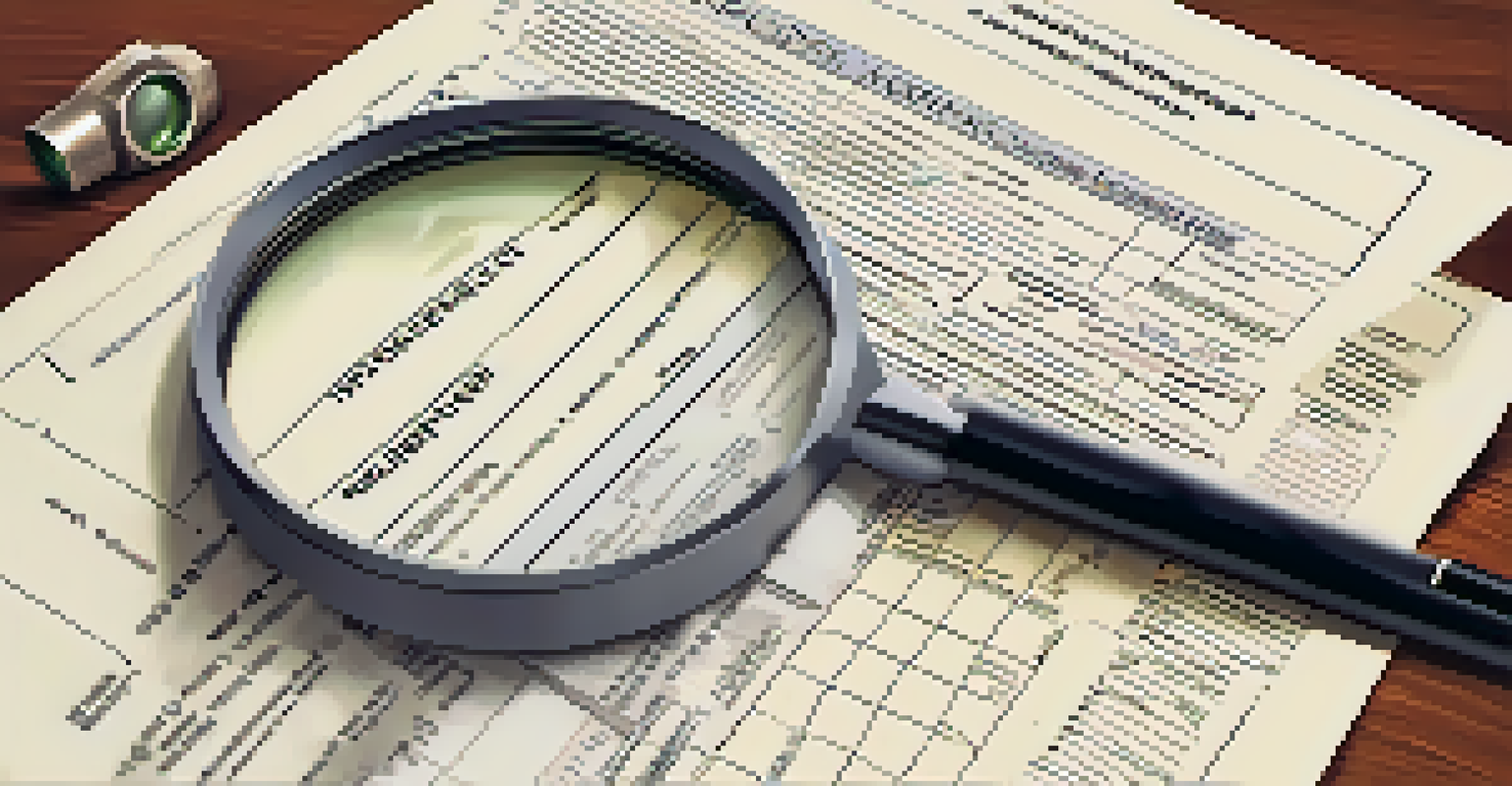 A close-up view of a home inspection report on a desk with a magnifying glass and pen.