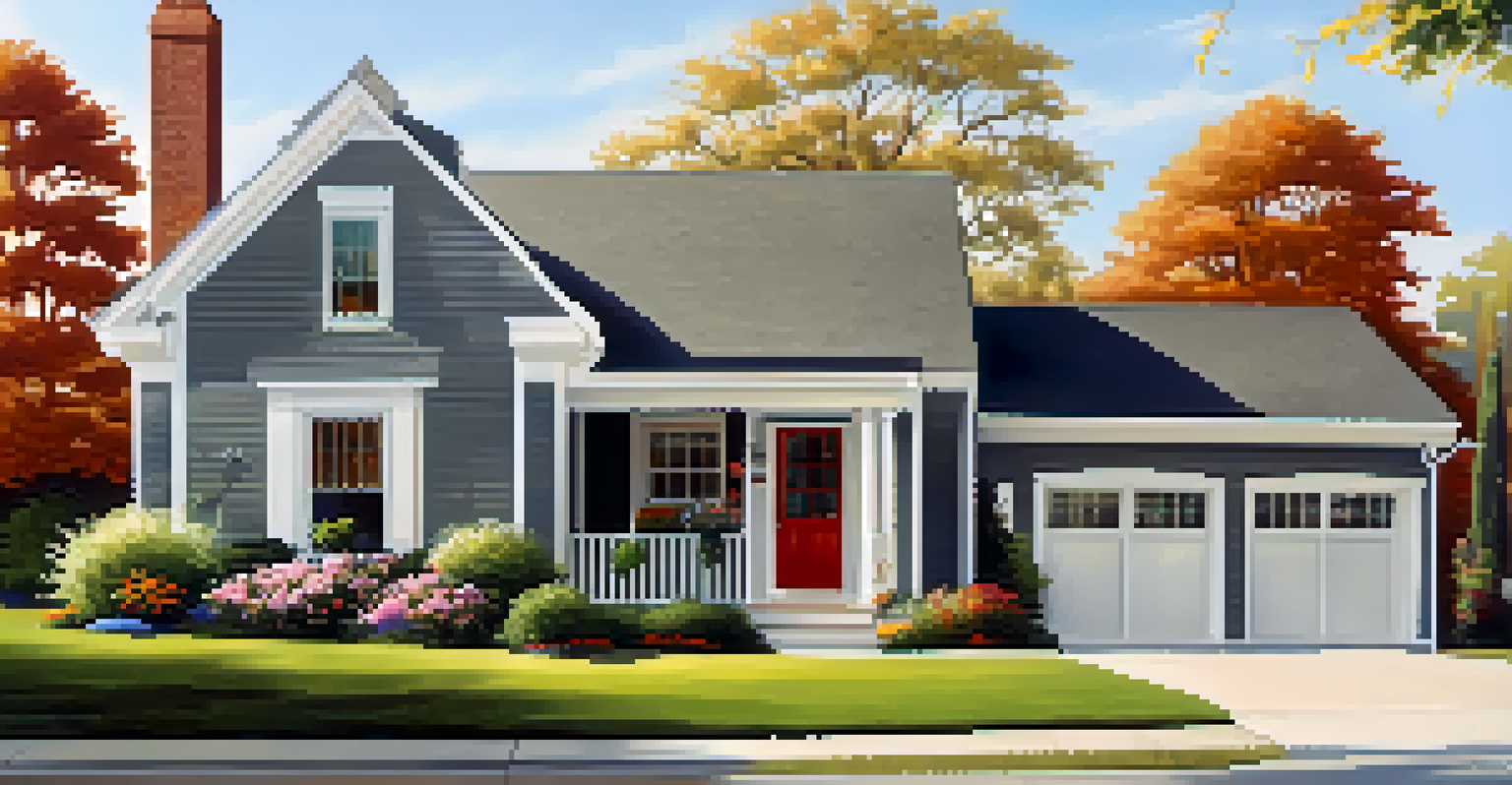 An exterior view of a renovated home with a painted front door, vibrant landscaping, and a sunny atmosphere, showcasing its curb appeal.