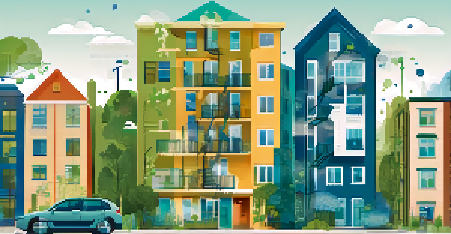 An infographic illustrating the benefits of rent control, featuring icons and text in a blue and green color scheme.