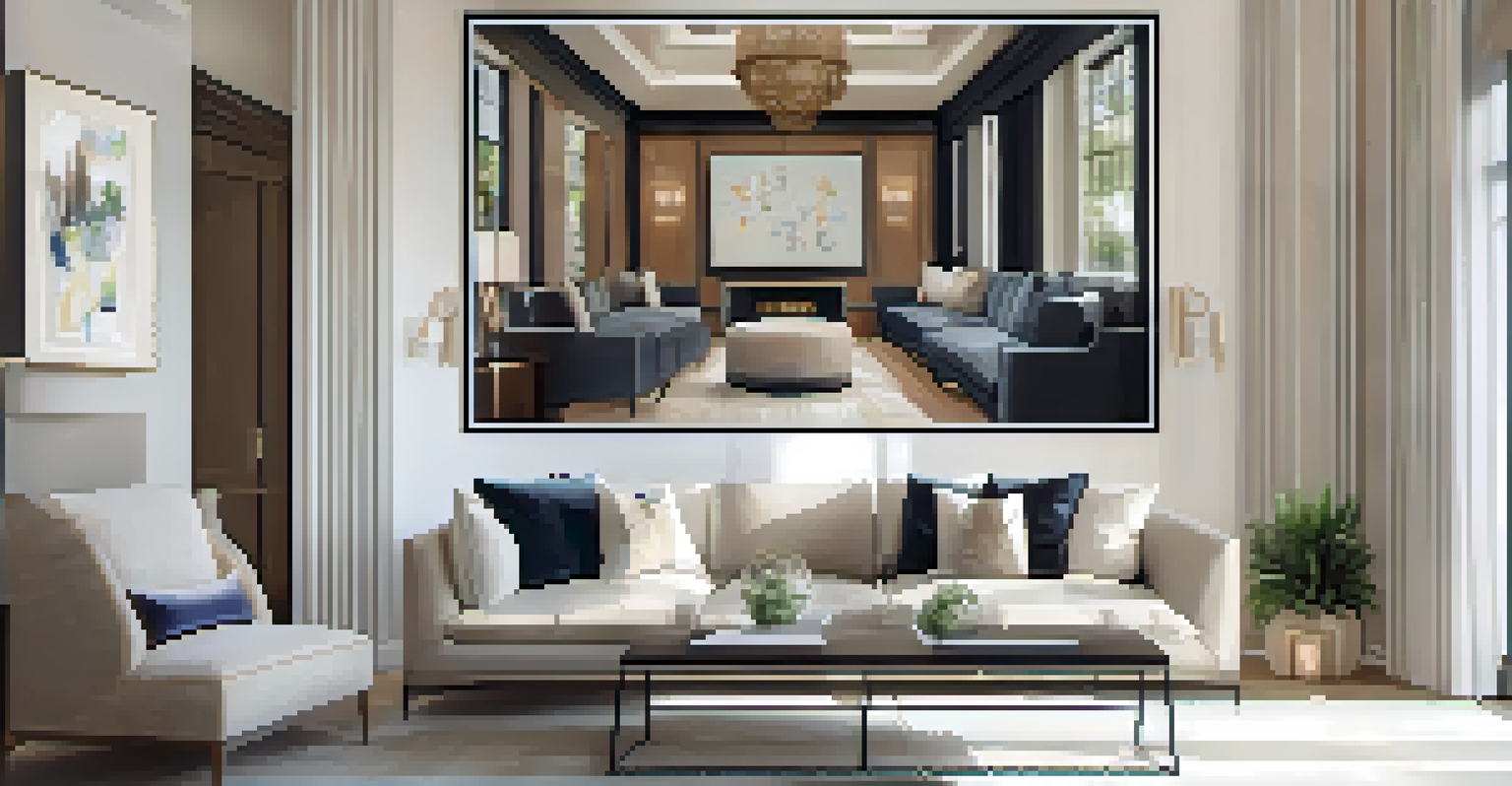 A digital screen displaying client testimonials in a stylish entryway during an open house.