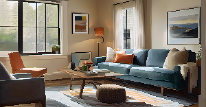 A cozy multi-family home interior with a modern living space and a rental unit, showcasing the idea of house hacking.