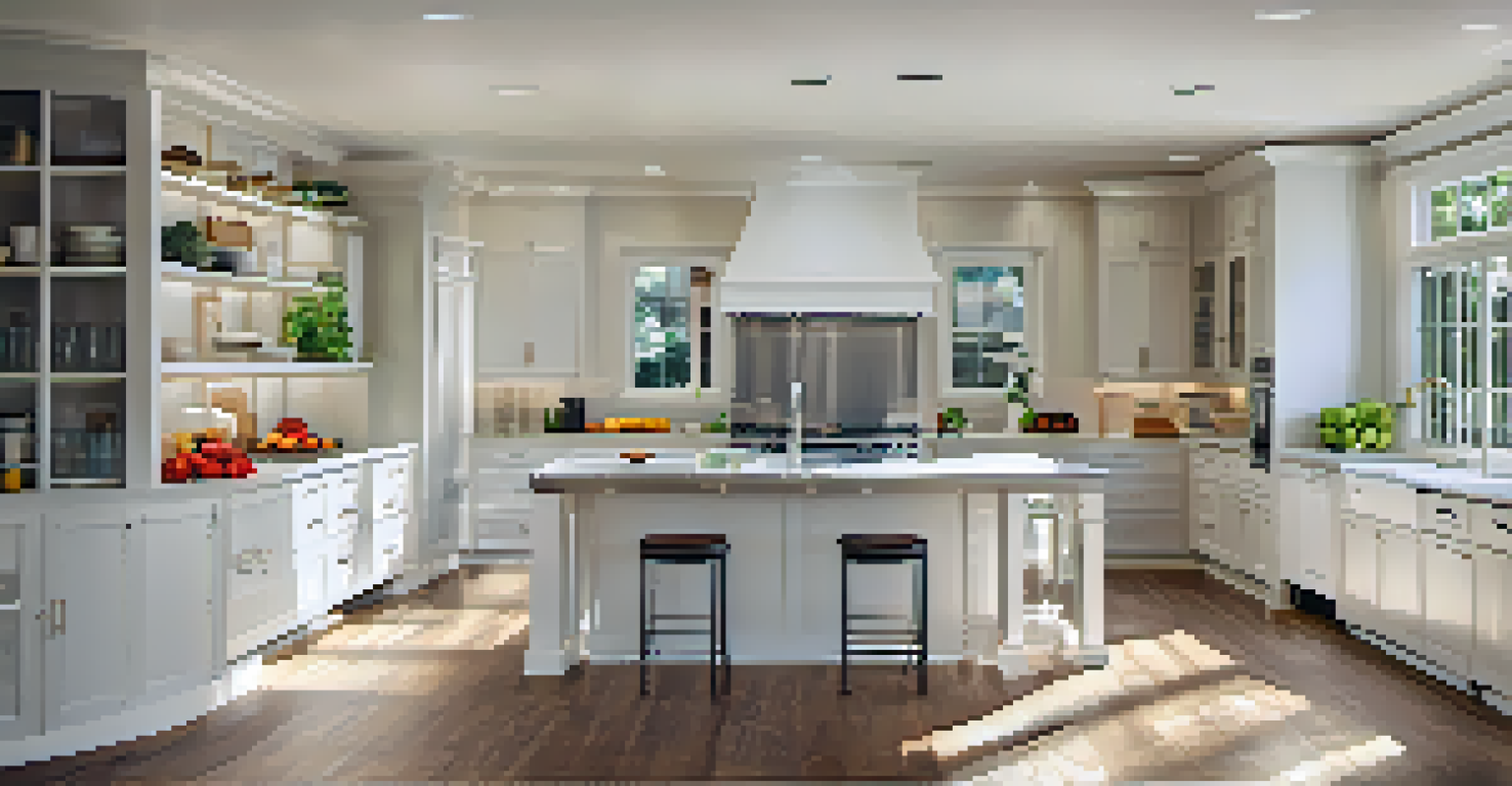 A bright kitchen with an island, stainless steel appliances, and natural light from a window.