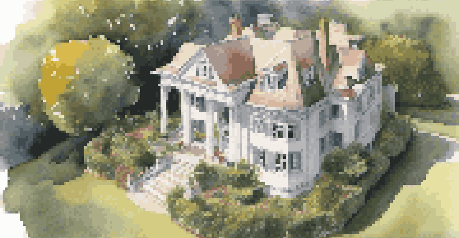A drone flying over a historic home, taking aerial footage of its roof and gardens under bright sunlight.