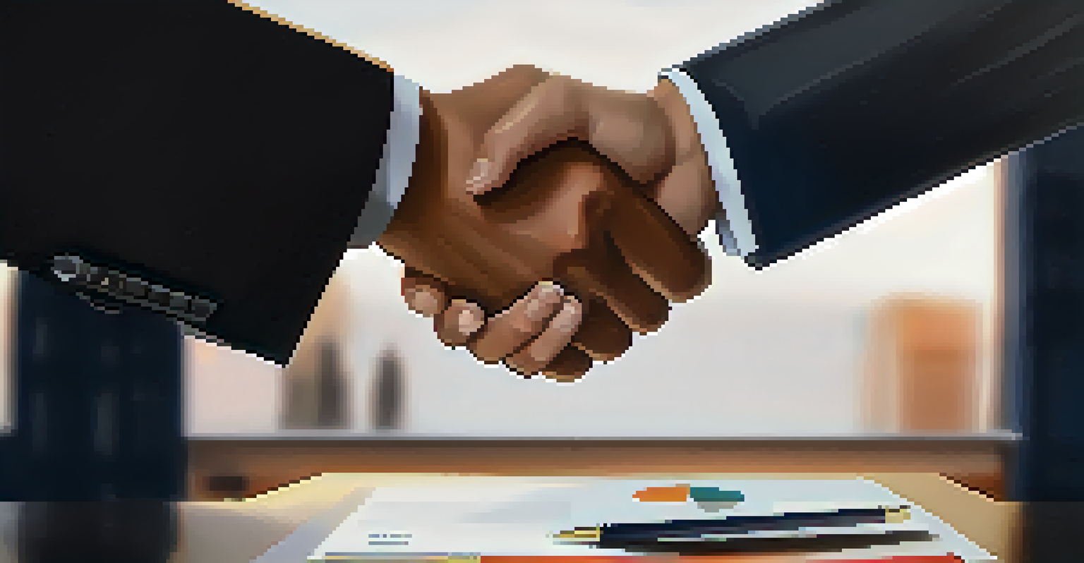 A close-up of two hands shaking in a professional setting.