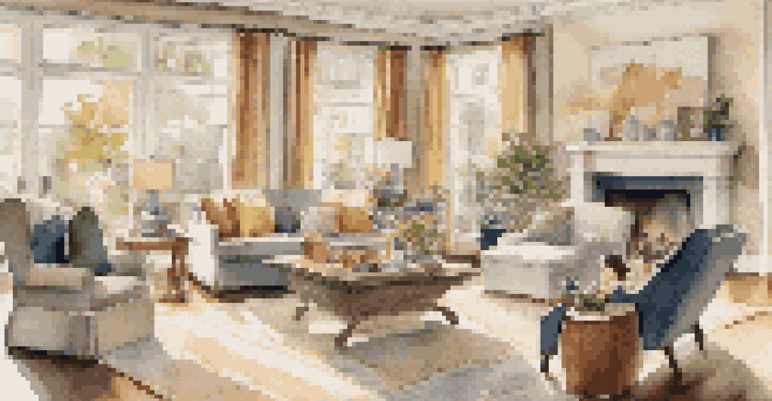 A real estate agent showing a couple around a beautifully staged living room during an open house event.