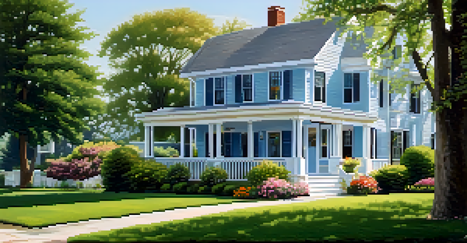 A well-maintained house with blooming flowers and a green lawn in spring.