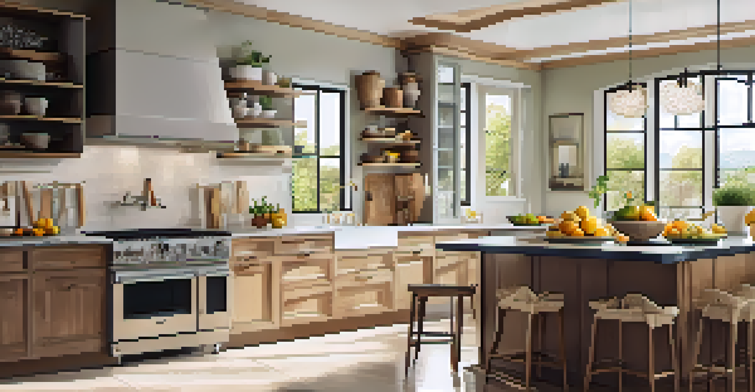 A well-lit kitchen with clean countertops, a bowl of fresh fruits, and natural light creating an inviting atmosphere.