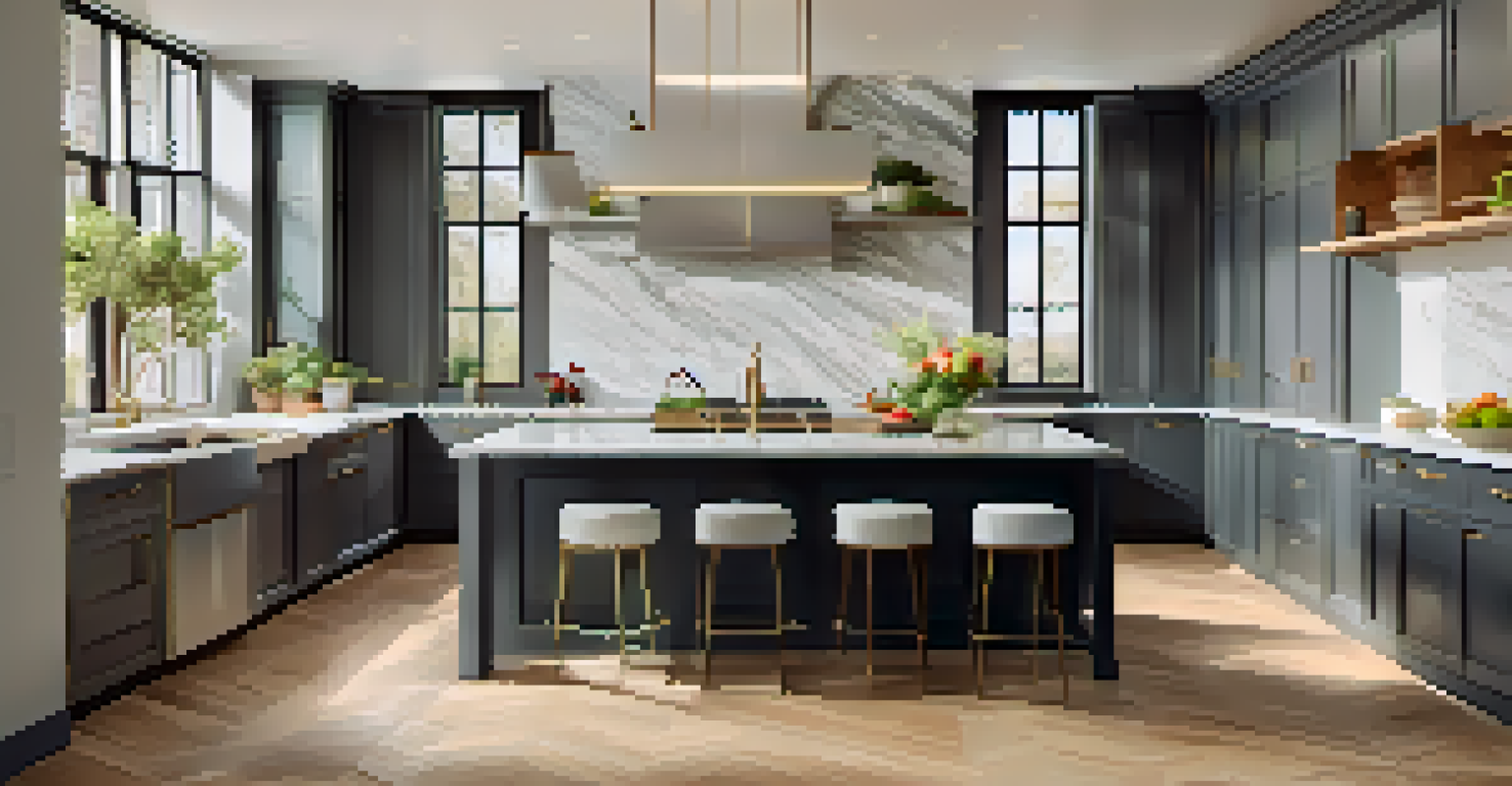 An inviting kitchen with modern cabinets, a stylish backsplash, and a marble countertop illuminated by natural light.