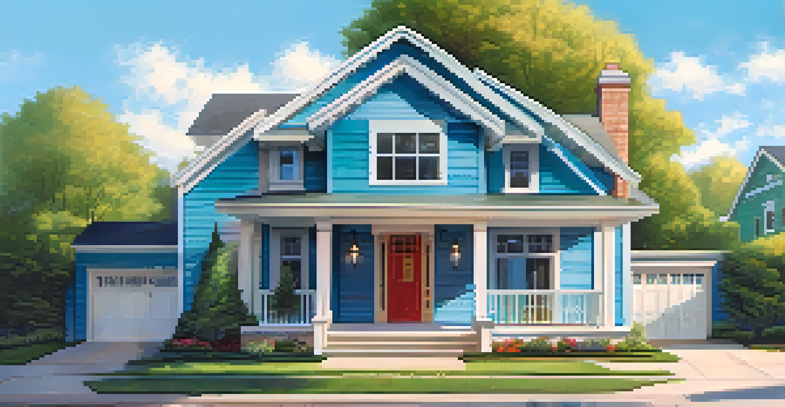 A digital security shield surrounding a house, with icons for Wi-Fi and passwords, set in a peaceful neighborhood.