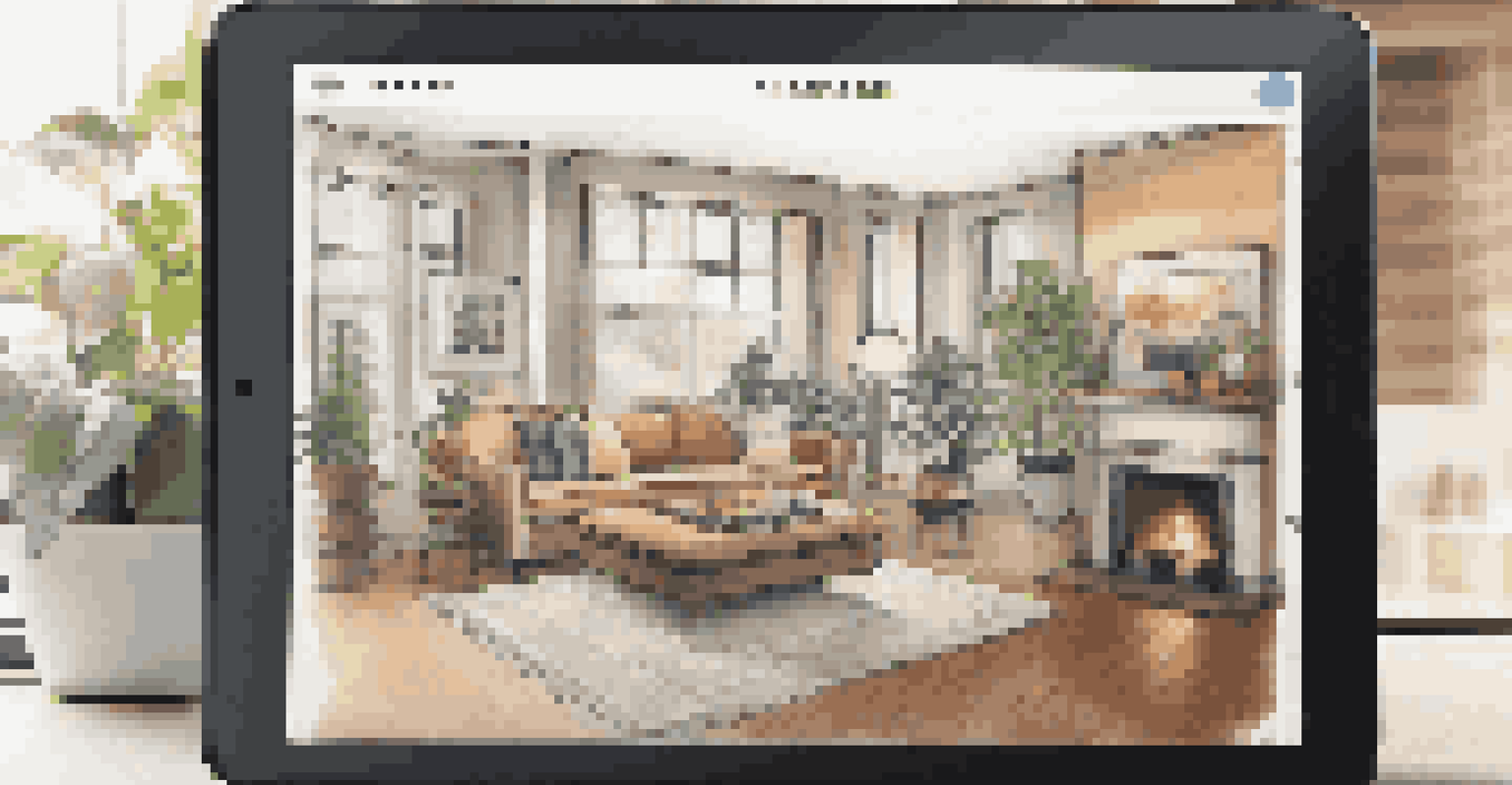 A tablet displaying a real estate crowdfunding dashboard in a cozy living room setting.