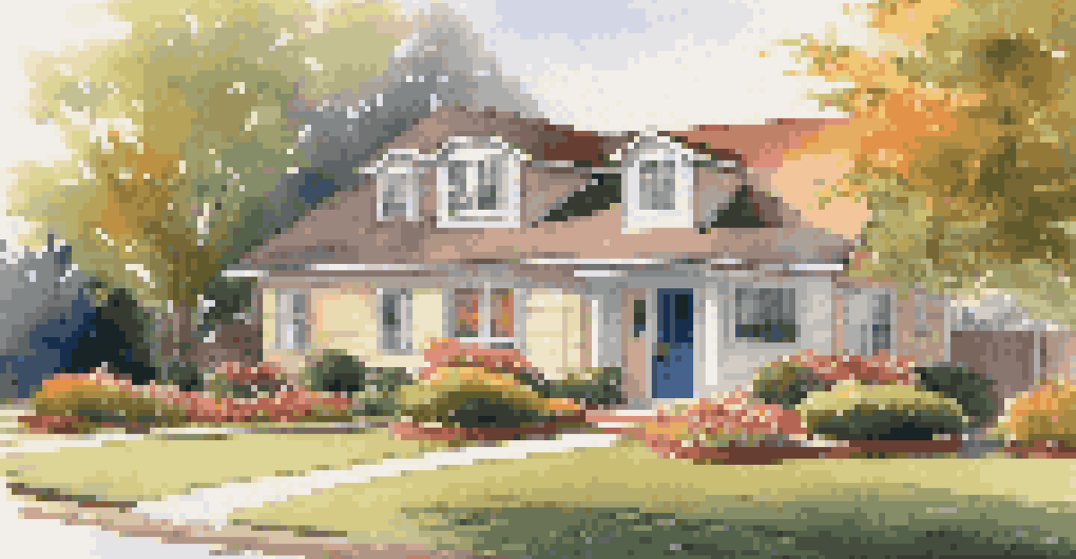 An outdoor view of a home with a newly added patio and vibrant landscaping at sunset.