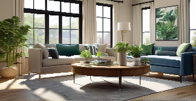 A bright and inviting living room prepared for an open house, featuring modern furniture and a welcoming atmosphere.