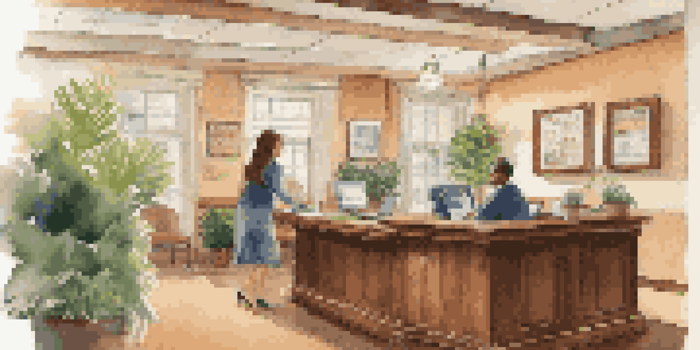 An interior view of a credit union office showing a couple sitting across from a loan officer at a desk, surrounded by a warm and welcoming environment.