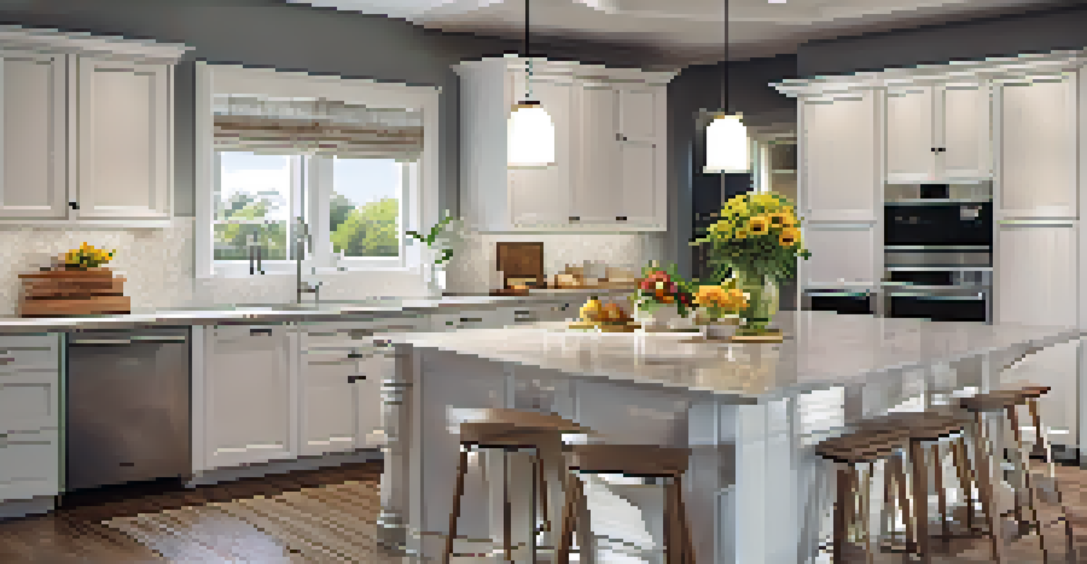 A clean and organized kitchen with modern appliances and fresh flowers, creating an inviting space.